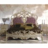 Casa Padrino Luxus Barock Doppelbett mit 2 Nachtkommoden Creme / Gold / Lila - Made in Italy