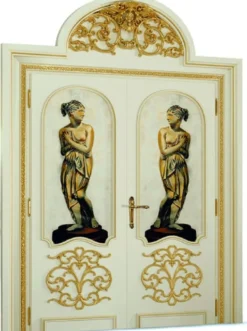 Casa Padrino Luxus Barock Doppel Wohnungstür Weiß / Gold 221 cm - Made in Italy