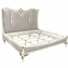 Casa Padrino Luxus Barock Doppelbett Silber / Weiß / Gold - Barockstil Schlafzimmer Möbel