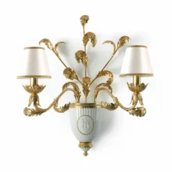 Casa Padrino Luxus Barock Doppel Wandleuchte Weiß / Gold 59 cm - Made in Italy