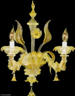 Casa Padrino Luxus Barock Doppel Wandleuchte Gold 25 x 25 x H. 36 cm - Prunkvolle Barockstil Murano Glas Wandlampe - Barock Leuchten - Luxus Qualität - Made in Italy