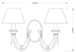 Casa Padrino Luxus Barock Doppel Wandleuchte Messing mit Patina / Beige / Gold 42 x 29 x H. 30 cm - Barockstil Messing Wandlampe mit Lampenschirmen - Barock Leuchten - Edel & Prunkvoll