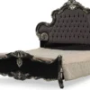 Casa Padrino Luxus Barock Doppelbett Anthrazit Grau / Schwarz / Silber - Prunkvolles Massivholz Bett - Luxus Schlafzimmer Möbel im Barockstil - Barock Schlafzimmer Möbel - Edel & Prunkvoll