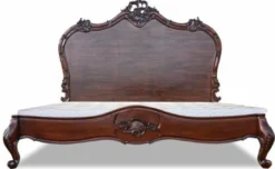 Casa Padrino Luxus Barock Doppelbett Dunkelbraun - Prunkvolles Massivholz Bett mit Kopfteil - Schlafzimmer Möbel im Barockstil