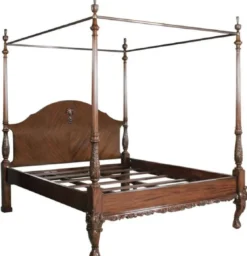 Casa Padrino Luxus Barock Doppelbett Dunkelbraun - Handgefertigtes Massivholz Bett - Schlafzimmer Möbel im Barockstil - Edel & Prunkvoll