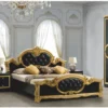 Casa Padrino Luxus Barock Doppelbett mit Glitzersteinen Schwarz / Gold - Schlafzimmer Möbel
