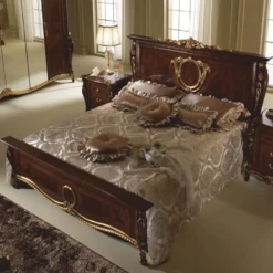 Casa Padrino Luxus Barock Doppelbett Dunkelbraun / Gold - Barock Möbel - Made in Italy