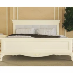 Casa Padrino Luxus Barock Doppelbett Creme - Prunkvolle Barockstil Schlafzimmer Möbel