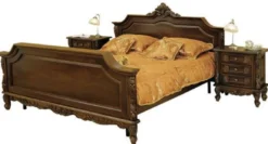 Casa Padrino Luxus Barock Doppelbett Dunkelbraun - Prunkvolles Massivholz Bett - Luxus Schlafzimmer Möbel im Barockstil - Barock Schlafzimmer Möbel - Edel & Prunkvoll