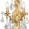 Casa Padrino Luxus Barock Doppel Wandleuchte Antik Gold 35 x 16 x H. 40 cm - Elegante Kristall Wandlampe - Wohnzimmer Wandleuchte im Barockstil - Barock Leuchten - Luxus Qualität - Made in Italy