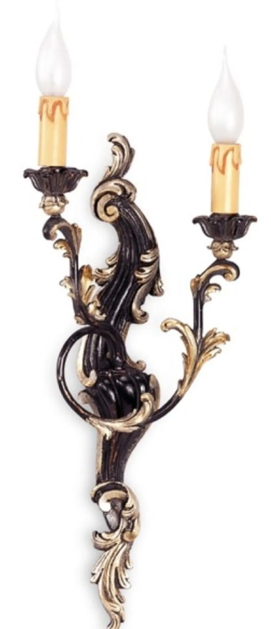 Casa Padrino Luxus Barock Doppel Wandleuchte Schwarz / Gold 23 x 19 x H. 55 cm - Prunkvolle Barockstil Wandlampe - Barock Leuchten - Luxus Qualität - Made in Italy