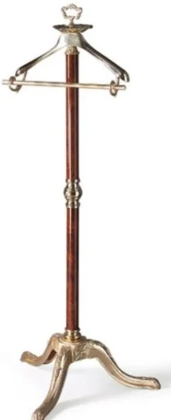 Casa Padrino Luxus Barock Dressboy Messingfarben / Dunkelbraun 40 x 40 x H. 133 cm - Edler Messing Kleiderständer - Barock Hotel Garderoben Möbel