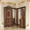 Casa Padrino Luxus Barock Eckgarderobe Dunkelbraun / Weiß / Gold 190 x 160 x H. 240 cm - Hotel Möbel - Garderoben Möbel - Made in Italy