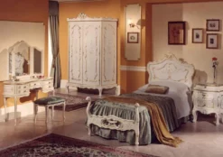 Casa Padrino Luxus Barock Einzelbett Elfenbein / Mehrfarbig / Gold - Prunkvolles Barockstil Massivholz Bett - Luxus Schlafzimmer Möbel im Barockstil - Luxus Qualität - Made in Italy
