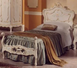 Casa Padrino Luxus Barock Einzelbett Elfenbein / Mehrfarbig / Gold - Prunkvolles Barockstil Massivholz Bett - Luxus Schlafzimmer Möbel im Barockstil - Luxus Qualität - Made in Italy