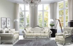 Casa Padrino Luxus Barock 2er Sofa Grau / Creme / Silber / Schwarz - Prunkvolles Wohnzimmer Sofa mit elegantem Muster und Glitzersteinen - Luxus Wohnzimmer Möbel im Barockstil - Barock Möbel