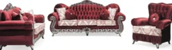 Casa Padrino Luxus Barock 2er Sofa Bordeauxrot / Creme / Silber - Prunkvolles Wohnzimmer Sofa mit Muster und Glitzersteinen - Wohnzimmer Möbel im Barockstil - Barock Möbel - Edel & Prunkvoll