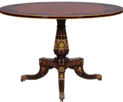 Casa Padrino Luxus Barock Esstisch Braun / Schwarz / Gold - Runder Massivholz Esszimmertisch im Barockstil - Barock Esszimmer Möbel - Luxus Esszimmer Möbel im Barockstil - Edel & Prunkvoll