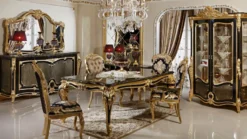 Casa Padrino Luxus Barock Esstisch Schwarz / Gold 220 cm