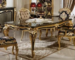 Casa Padrino Luxus Barock Esstisch Schwarz / Gold 220 cm