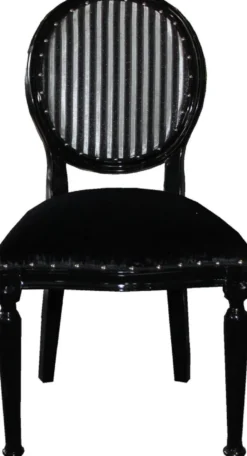 Casa Padrino Luxus Barock Esszimmer Set Medaillon Schwarz / Silber 50 x 52 x H. 99 cm - 4 handgefertigte Esszimmerstühle - Barock Esszimmermöbel