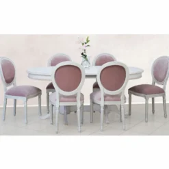 Casa Padrino Luxus Barock Esszimmer Stuhl Pink / Weiß / Silber H. 98 cm - Barock Möbel