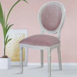 Casa Padrino Luxus Barock Esszimmer Stuhl Pink / Weiß / Silber H. 98 cm - Barock Möbel