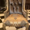 Casa Padrino Luxus Barock Esszimmerstuhl mit Armlehnen Silbergrau / Gold - Prunkvoller Massivholz Stuhl im Barockstil - Barock Esszimmer Möbel