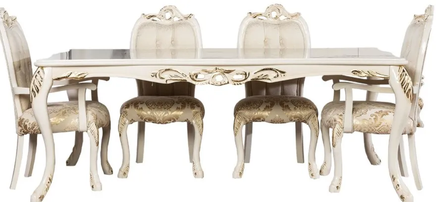 Casa Padrino Luxus Barock Esszimmer Stuhl 6er Set Weiß / Gold - Prunkvolle Barockstil Küchen Stühle - Luxus Esszimmer Möbel im Barockstil - Barock Esszimmer Möbel - Barockstil Möbel