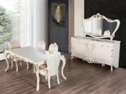 Casa Padrino Luxus Barock Esszimmer Stuhl 6er Set Weiß / Gold - Prunkvolle Barockstil Küchen Stühle - Luxus Esszimmer Möbel im Barockstil - Barock Esszimmer Möbel - Barockstil Möbel