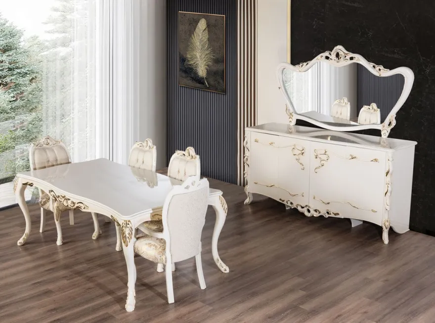 Casa Padrino Luxus Barock Esszimmer Stuhl 6er Set Weiß / Gold - Prunkvolle Barockstil Küchen Stühle - Luxus Esszimmer Möbel im Barockstil - Barock Esszimmer Möbel - Barockstil Möbel