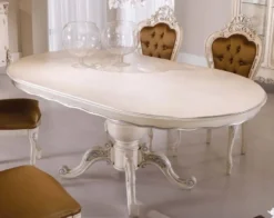 Casa Padrino Luxus Barock Esstisch Creme / Silber - Ovaler ausziehbarer Massivholz Esszimmertisch im Barockstil - Barock Esszimmer Möbel - Luxus Qualität - Made in Italy