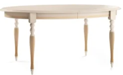 Casa Padrino Luxus Barock Esstisch Cremefarben / Gold 160-360 x 110 x H. 77,5 cm - Ovaler Ausziehbarer Massivholz Esszimmertisch - Barock Esszimmer Möbel