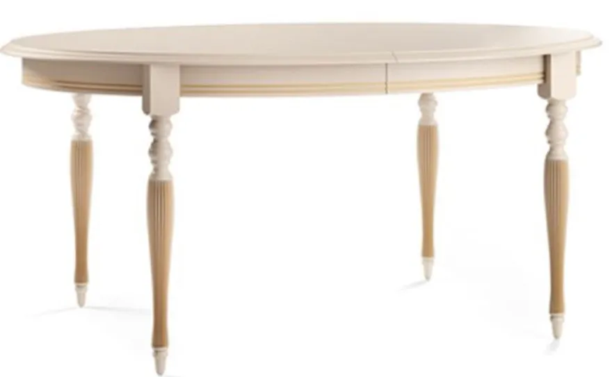 Casa Padrino Luxus Barock Esstisch Cremefarben / Gold 160-360 x 110 x H. 77,5 cm - Ovaler Ausziehbarer Massivholz Esszimmertisch - Barock Esszimmer Möbel