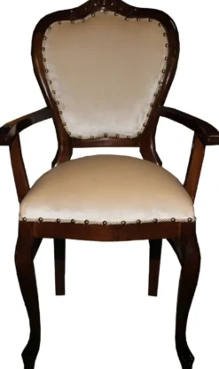 Casa Padrino Luxus Barock Esszimmer Set Creme / Braun 60 x 47 x H. 99 cm - 4 handgefertigte Esszimmerstühle mit Armlehnen - Barock Esszimmermöbel