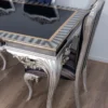 Casa Padrino Luxus Barock Esszimmer Set Blau / Silber - 1 Esstisch & 6 Esszimmerstühle - Handgefertigte Barock Esszimmer Möbel