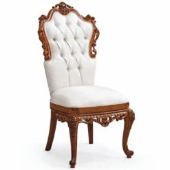Casa Padrino Luxus Barock Esszimmer Stuhl Weiß / Braun H. 116 cm - Barockstil Möbel