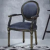 Casa Padrino Luxus Barock Esszimmer Stuhl mit Armlehnen Blau / Schwarz / Gold - Barockstil Möbel