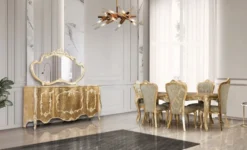 Casa Padrino Luxus Barock Esszimmer Stuhl 6er Set Grün / Antik Gold - Prunkvolle Barockstil Küchen Stühle - Luxus Barockstil Esszimmer Möbel - Barock Esszimmer Möbel - Barockstil Möbel