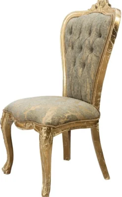 Casa Padrino Luxus Barock Esszimmer Stuhl 6er Set Grün / Antik Gold - Prunkvolle Barockstil Küchen Stühle - Luxus Barockstil Esszimmer Möbel - Barock Esszimmer Möbel - Barockstil Möbel
