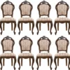 Casa Padrino Luxus Barock Esszimmer Stuhl 8er Set Beige / Dunkelbraun - Barock Möbel