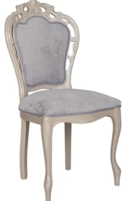 Casa Padrino Luxus Barock Esszimmer Stuhl 6er Set Grau / Hochglanz Beige 49,5 x 57 x H. 102,5 cm - Barockstil Küchen Stühle - Prunkvolle Luxus Esszimmer Möbel im Barockstil - Edel & Prunkvoll