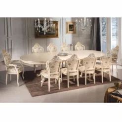 Casa Padrino Luxus Barock Esszimmer Stuhl mit Armlehnen Bunt / Elfenbein / Gold - Made in Italy