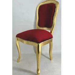 Casa Padrino Luxus Barock Esszimmer Stuhl Bordeauxrot / Gold H. 104 cm - Barockstil Möbel