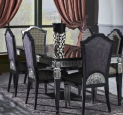 Casa Padrino Luxus Barock Esszimmer Set - Esstisch und 6 Esszimmerstühle - Esszimmermöbel im Barockstil