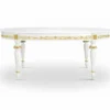 Casa Padrino Luxus Barock Esstisch Weiß / Gold 160-210 cm - Barock Möbel - Made in Italy