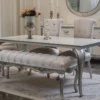 Casa Padrino Luxus Barock Esstisch Weiß / Silber - Eleganter Massivholz Küchentisch im Barockstil - Barock Esszimmer Möbel