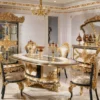 Casa Padrino Luxus Barock Esszimmerstuhl Set Mehrfarbig / Blau / Gold - Handgefertigtes Küchen Stühle 6er Set mit elegantem Muster - Barock Esszimmer Möbel - Edel & Prunkvoll