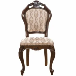 Casa Padrino Luxus Barock Esszimmer Stuhl Beige / Dunkelbraun H. 107 cm - Barock Möbel