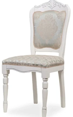 Casa Padrino Luxus Barock Esszimmer Stuhl 6er Set Silber / Beige / Weiß H. 104 cm - Barock Esszimmer Möbel